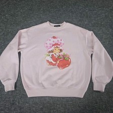 Strawberry Shortcake Graphic Sweatshirt Pink Crew Neck Pullover Womens Small