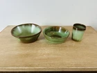 Lot Of 3 Frankoma Prairie Green Pottery Juice Cup 5LC Bowl 6X Bowl 5XL