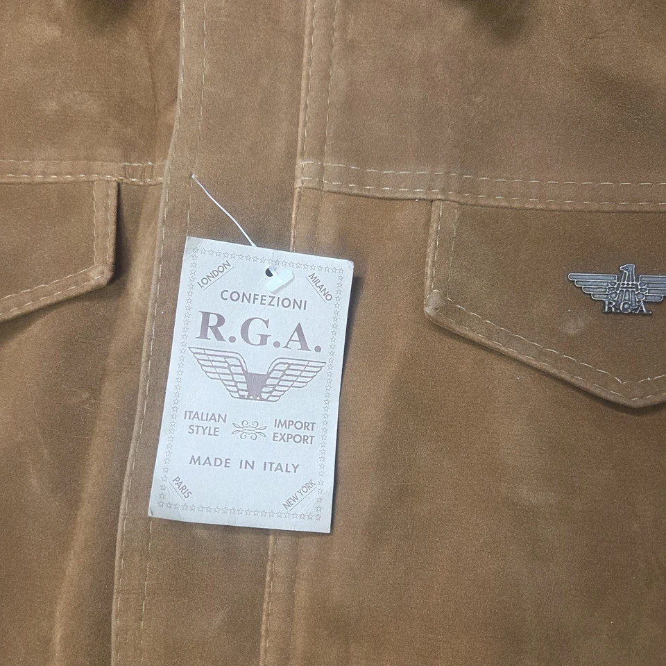 Reportage R.G.A. Made in Italy Bomber XL Brown Suede Corduroy Style Full Zip  - Image 4 of 4