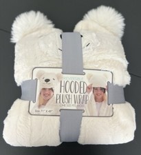 NEW Reversible Hooded Plush Wrap, Polar Bear, 71" x 49"