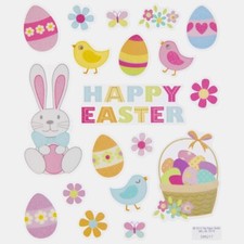 2 Sheets Glitter Easter Planner Stickers Papercraft Envelope Seals Cards Bunny