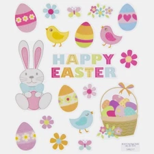 2 Sheets Glitter Easter Planner  Stickers Papercraft Envelope Seals Cards Bunny 