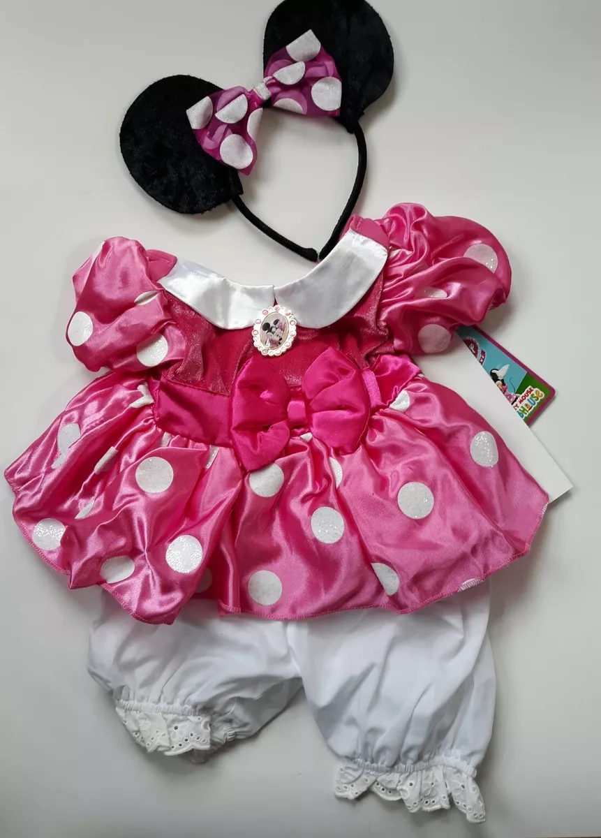 NEW Disney Store Baby Minnie Mouse Costume Pink Dress & Bloomers Ears 6-9  Months