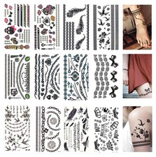 10 pcs Temporary Tattoo Jewelry Tattoos Bracelets Feathers Wrist Arm Bands More