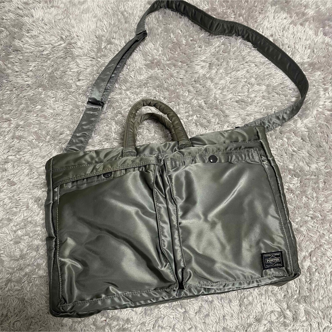 Porter Tanker A4 Tote Bag 2Way Silver Gray 39x29cm Rare Used 