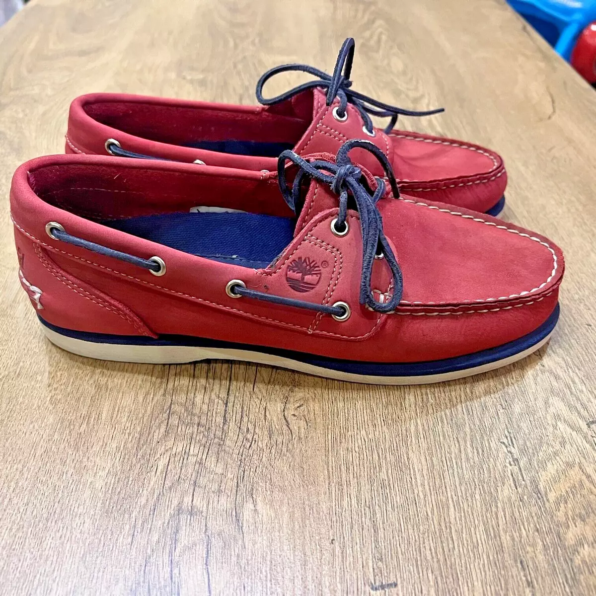 Timberland red top boat shoes