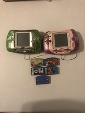 Leap Frog Leapster Learning Game System Lot 2 Green/Pink  5 Games Not Working