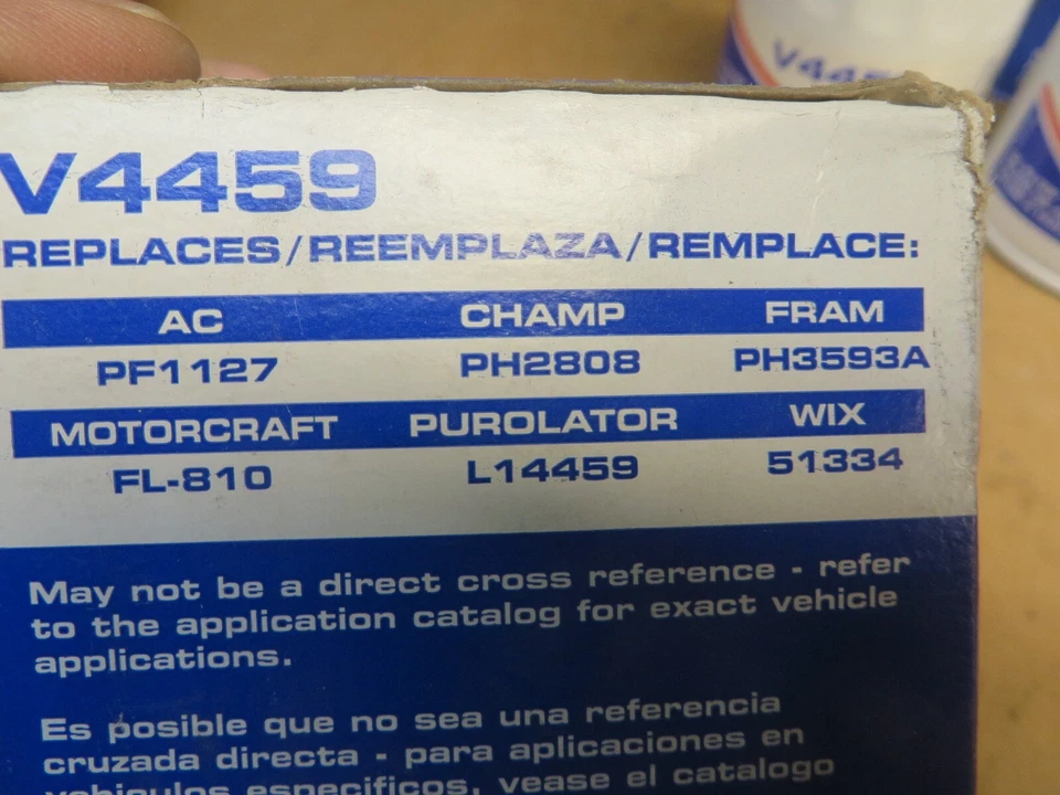 # V4459 nuevo FILTRO DE ACEITE GRUPO 7 - Grupo de 3 PIEZAS - se adapta a KIA, HYUNDAI, MOPAR Foto 3 de 3