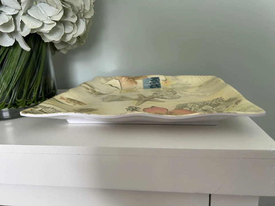 Tommy Bahama Square Wavy Serving Platter, Hawaiian Islands, NEW - Image 2 of 4