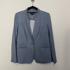 Talbots Blazer Women Blue Polyester Viscose Blend 1 Button Lined Jacket Size 6.