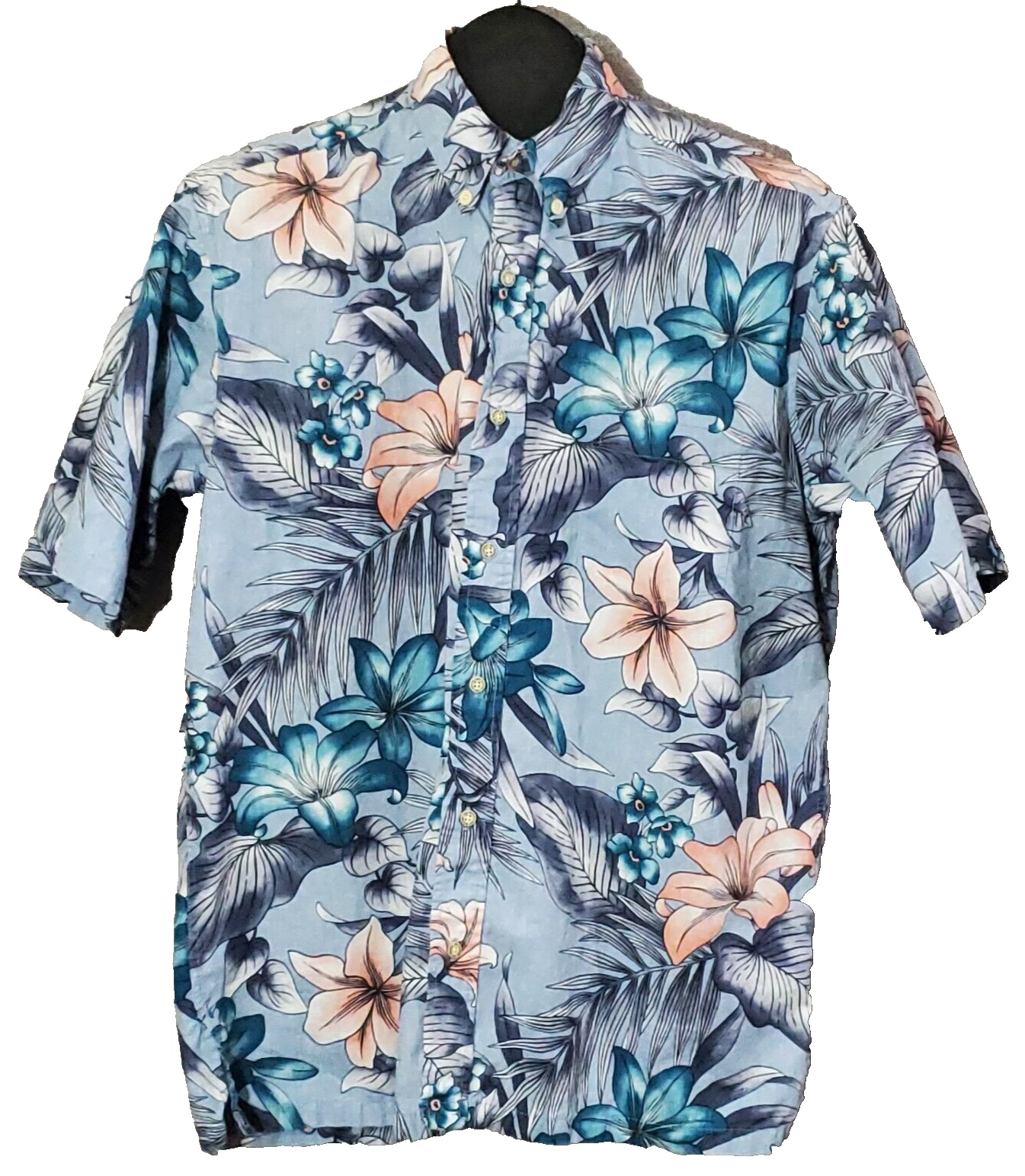 Reyn Spooner Mens Large Hawaiian Shirt Short Sleeve Floral Print Button Down