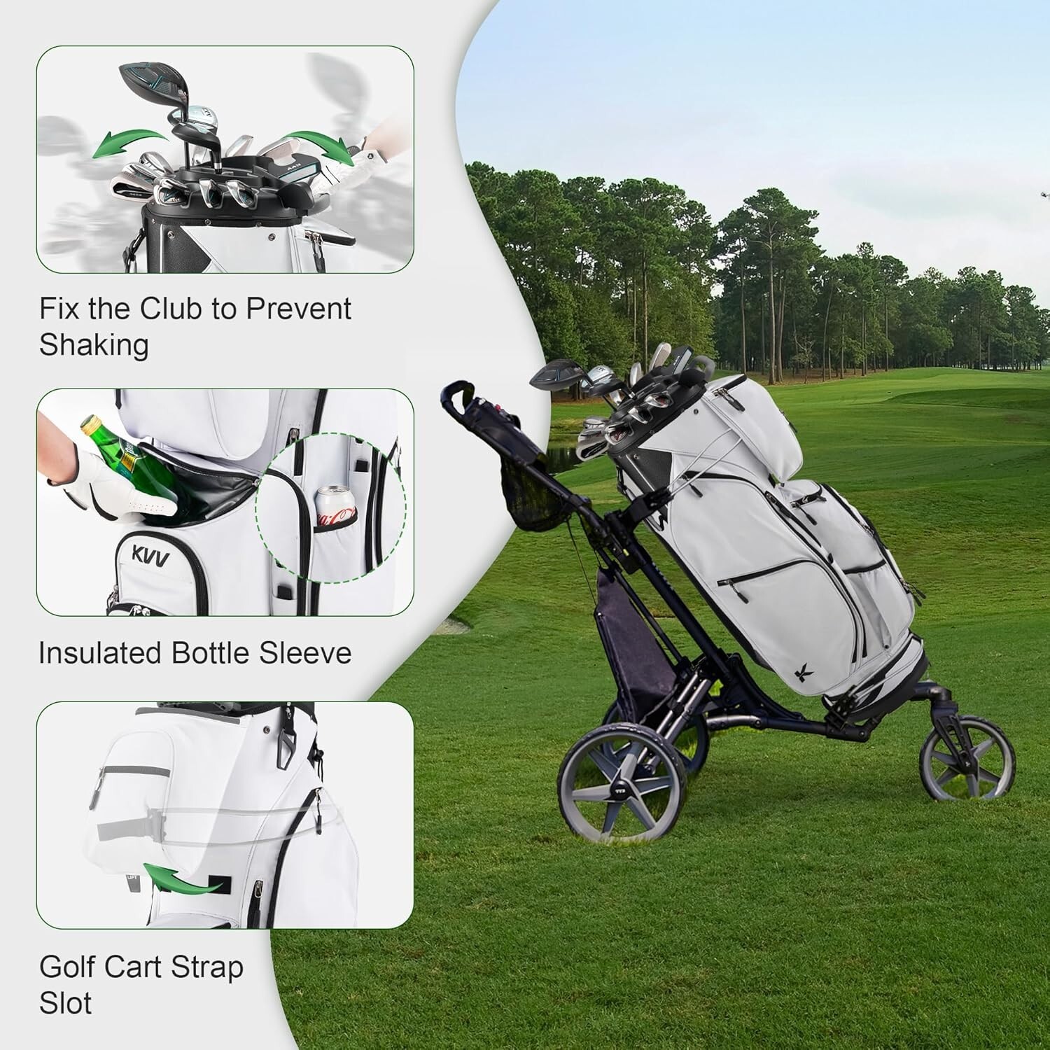 Golf Cart Bag ASK ECHO T-Lock With 14 Way Organizer Divider Top