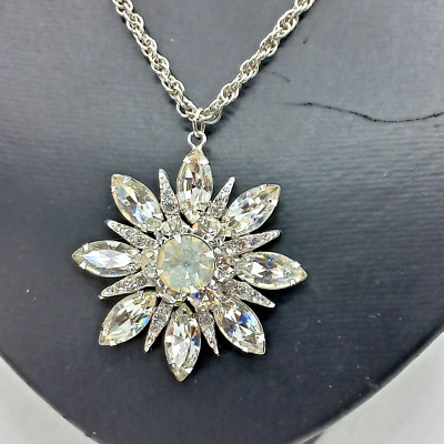 Vtg 1950s EISENBERG ICE Rhinestone Pendant and Chain