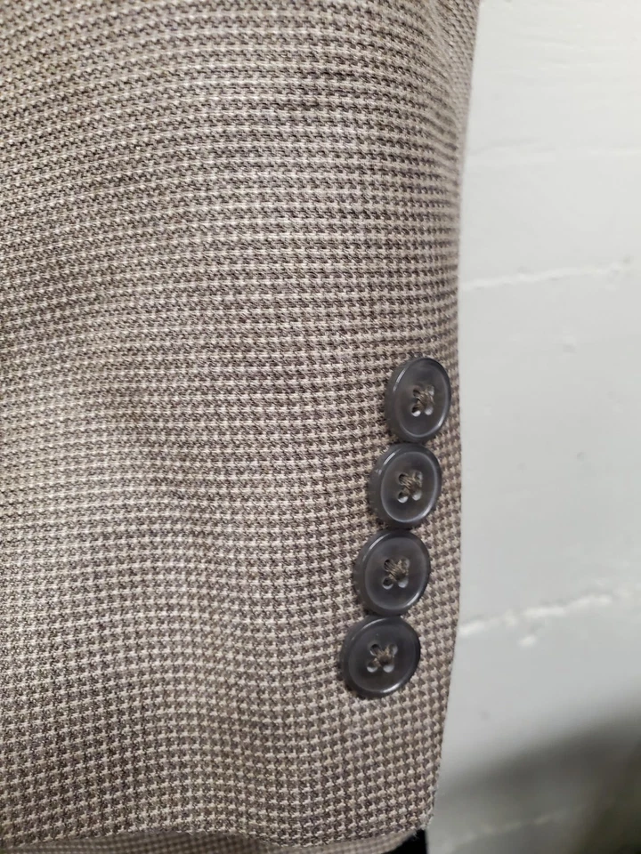 Chaqueta Blazer Abrigo Deportivo 44R Calvin Klein Lana Seda Cabeza de Uñas Ajuste Clásico NUEVO Foto 3 de 4