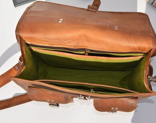 New Brown Briefcase Leather Laptop Shoulder Men's Messenger Handmade Bag - Afbeelding 5 van 8