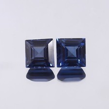 AAA Natural Flawless Ceylon Blue Sapphire Loose Square Gemstone Cut Pair 6x6 MM