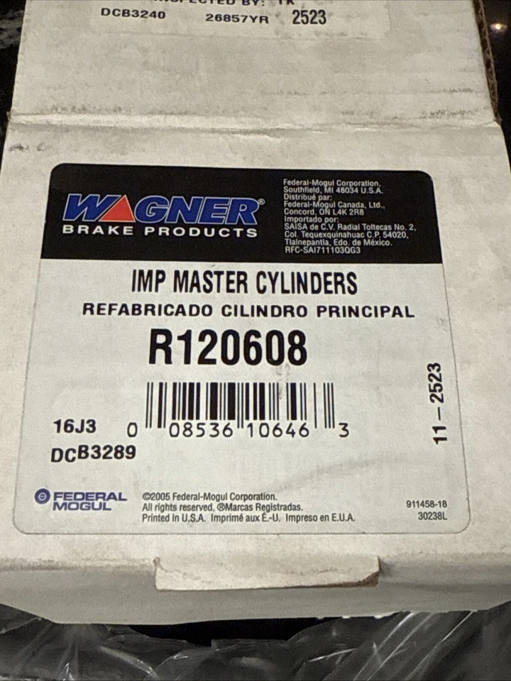 Главный цилиндр тормоза Wagner для Toyota Corolla 1992-2002 Geo Prizm 1993-97 120608 - Изображение 2 из 4