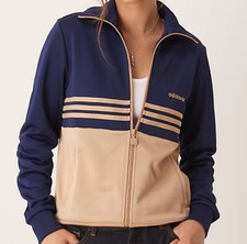 WOMENS ADIDAS ORIGINALS 3 STRIPES CUTLINE 80s TRACKTOP BLUE UK S,M,L LAST 3 RARE