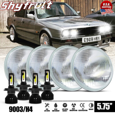For BMW 325i 528i 535i 735i E30 4PCS 5-3/4 5.75''INCH LED Headlights Combo DRL-US