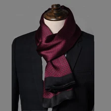 Men's 100 Pure Silk Neckerchief Double Layer Cravat Scarf Long For Suit Shirt 