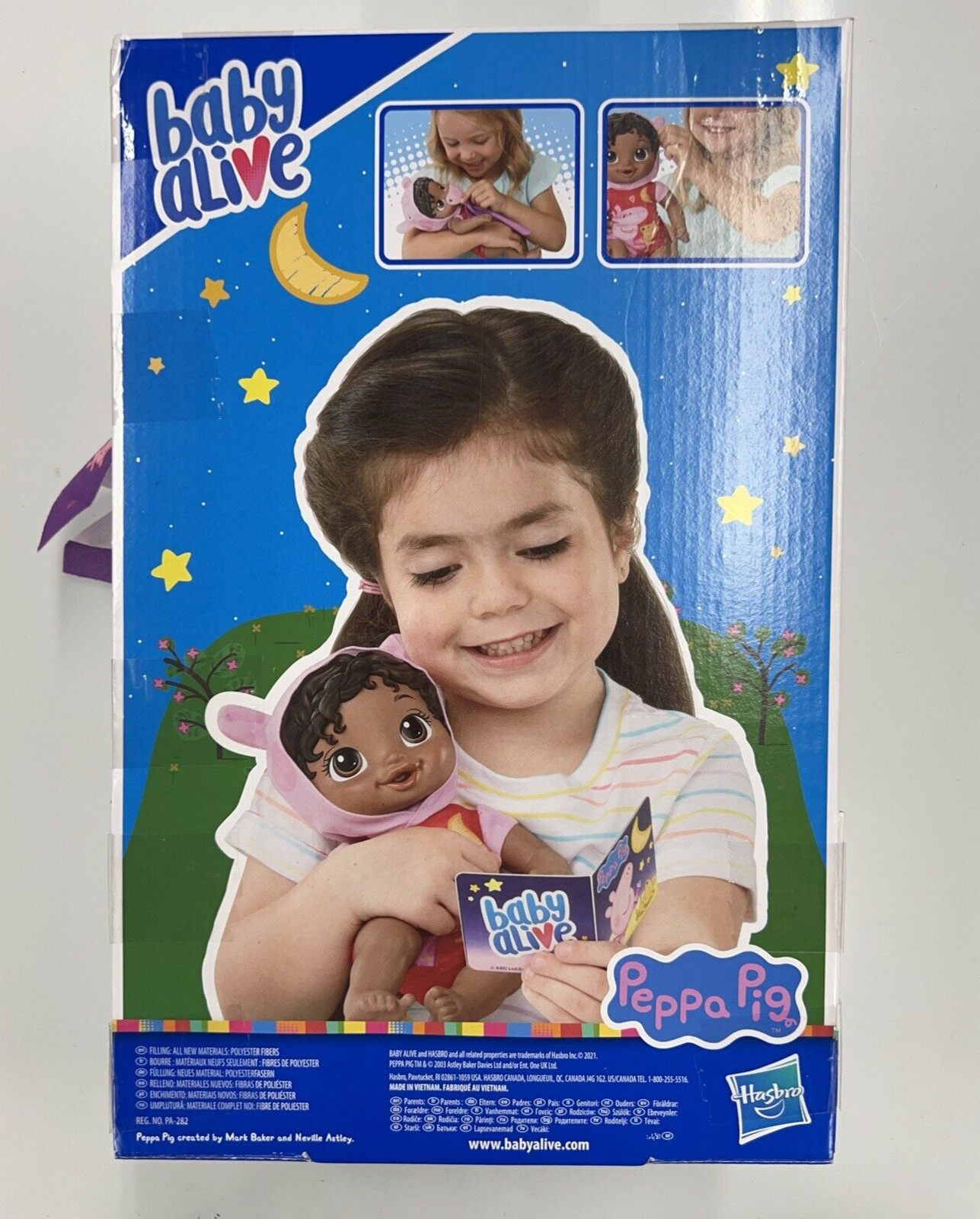 Baby Alive Goodnight Peppa Doll, Peppa Pig Toy, Black Hair, With Book, Paci