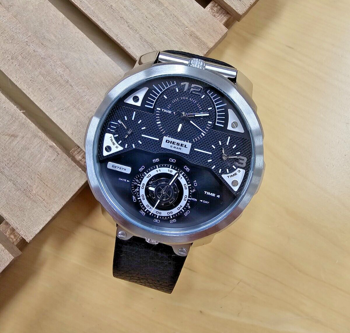 DIESEL Timeframe 55 mm Black/Silver Rubber Men's Watch DZ7379 | eBay