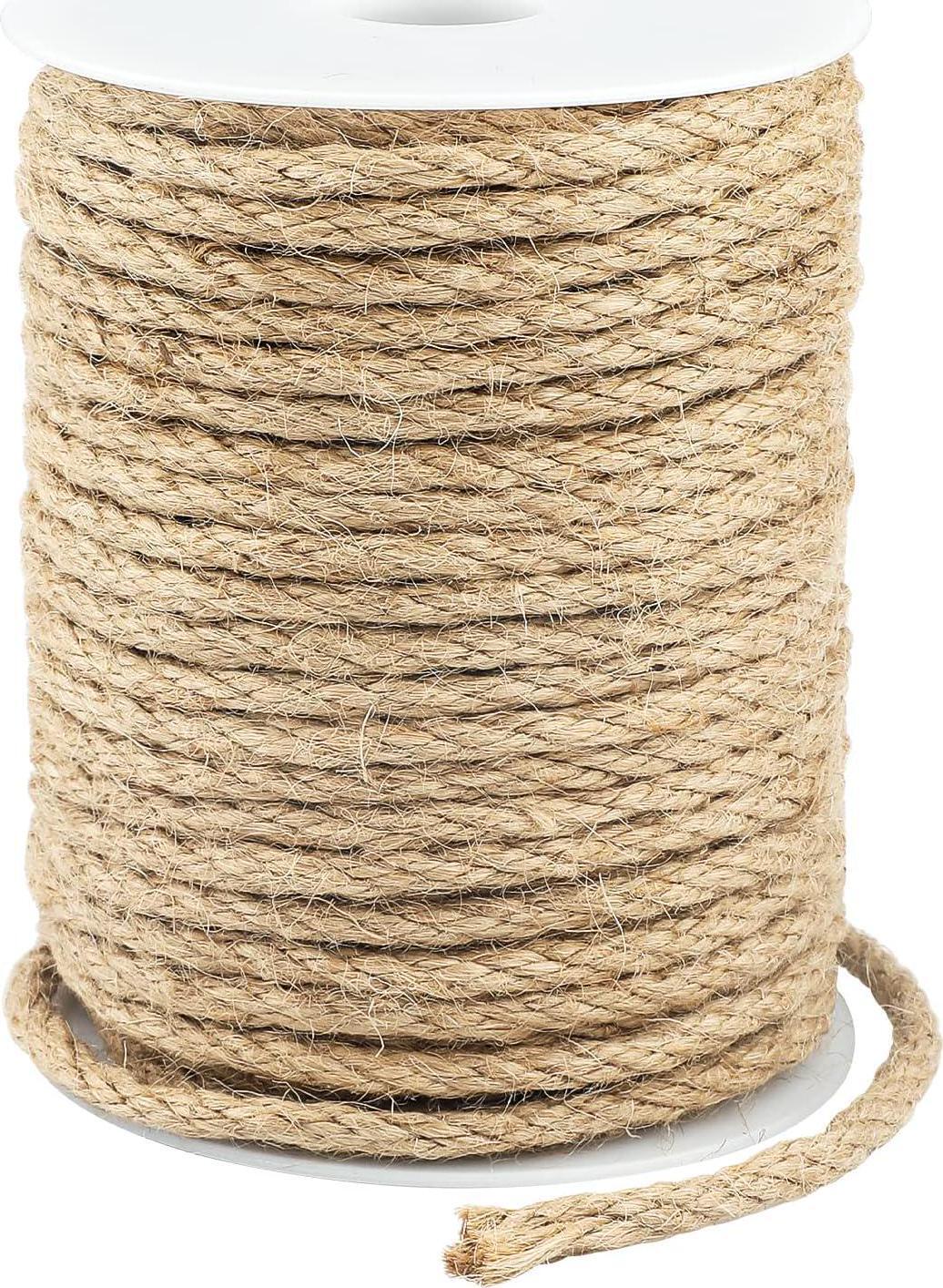 30m Garden Jute Rope Cord 6mm Hemp Rope String Thick Brown Twine for Craft,