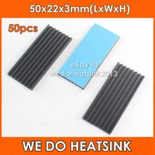 50pcs Aluminum DIP IC CPU Chip 50x22x3mm Heat Sink Black Anodize Radiator
