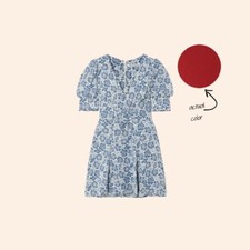 NWT $248 Reformation Steph Dress Cherry Red Mini Tie Lace Up Puff V Neck 6