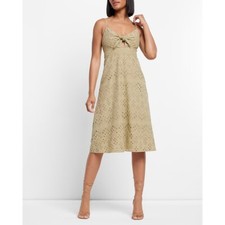 Express Eyelet Tie Front Midi Dress XS