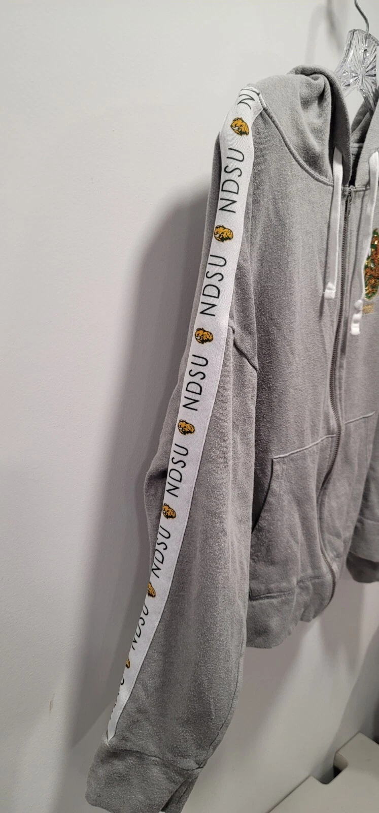 UNDERCOVER Felpa donna rosa Victoria's Secret manica lunga full zip con cappuccio NDSU bisonte L