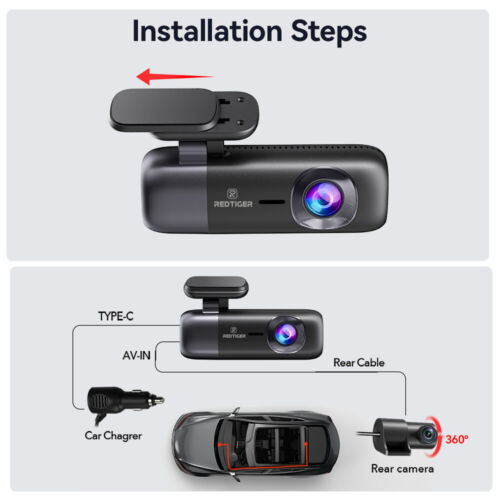 REDTIGER Dash Cam 4K Front and Rear Dash Camera WiFi GPS with Hardwire Kit - Picture 8 of 9