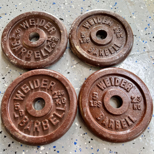 Vintage Weider Red/Brown? Weight Plates 4 X 5 20 Pounds Total Standard 1” Read! - Picture 1 of 4