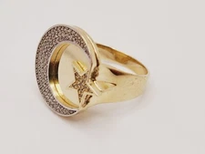 10KT Yellow Gold Star and Cresent Moon Ring with Stones US 10.1/2