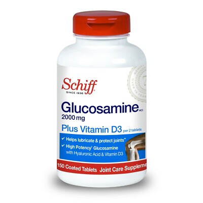 Schiff Glucosamine 2000mg W/ Vitamin D3 & Hyaluronic Acid, 150 tablets Joint..+