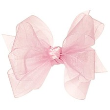 Girls' Organza Double Hair Bow on a WeeStay Clip with Satin Knot Center Mini ...