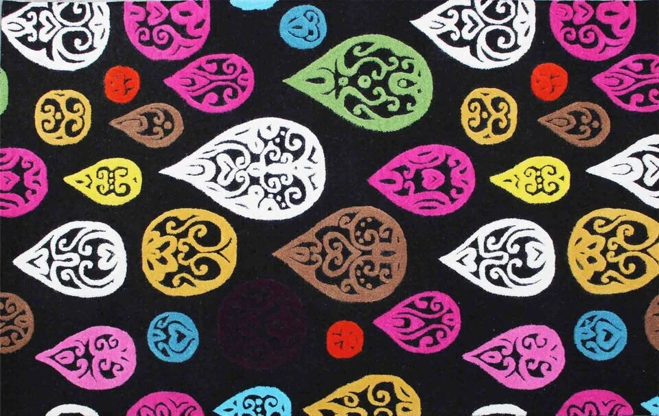 Alfombra EE. UU. Halloween Negra 9x12 pies Hecha a Mano Mechonada 100% Lana Alfombras y Alfombra Foto 2 de 4