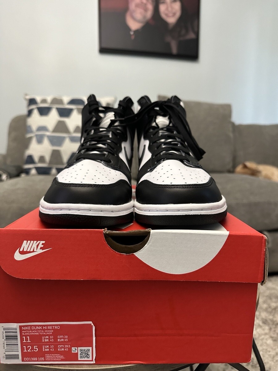 NEW!! Nike White/Black-Total Orange Dunk Hi Retro Shoes Size  display picture 2