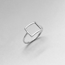 Sterling Silver Thin Open Square Ring, Delicate Ring, Silver Rings, Squares, Box