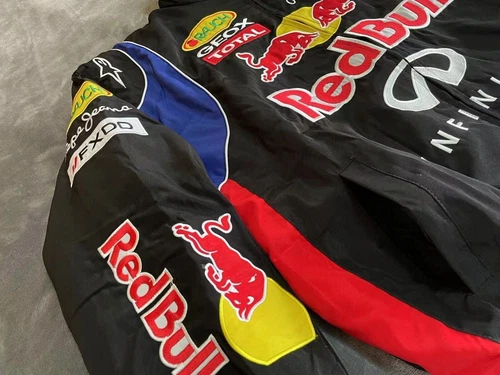 Unisex Adult Red Bull Jacket Ebroidered Cotton Padded F 1 Racing Jacket - Picture 22 of 36