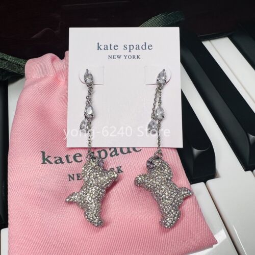NWT Kate ks Spade Best In Show Sheep Dog Linear Drop Dangle Earrings w/ Dust Bag - Afbeelding 1 van 8