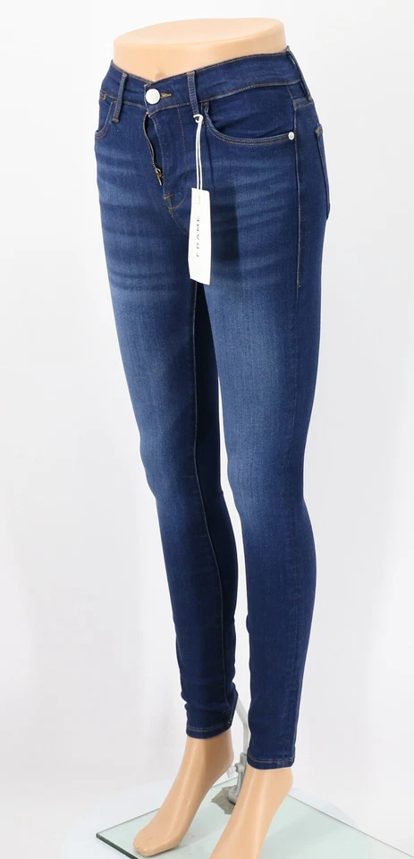 FRAME LE HIGH SKINNY WOMENS DENIM JEANS 24 / UK 6 KETTERING BLUE RRP £240 AD