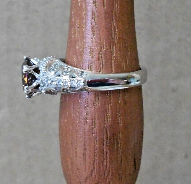 TACORI for Epiphany 925 Sterling Silver Round CZ Center Stone Ring Topaz? - Image 3 of 4