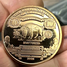 USA💥$10 TEN DOLLAR BISON NOTE Token Coin 1 oz Pure Copper