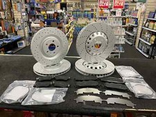 PER AUDI S4 S5 A6 A7 A8 Q7 Q8 SQ5 DISCHI FRENO FORATI POSTERIORI ANTERIORI PASTIGLIE 375mm+350