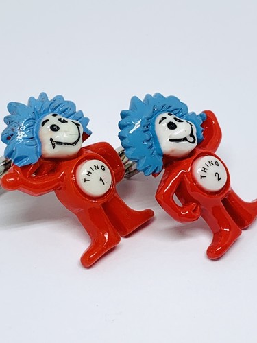 Thing 1 & Thing 2 Resin Cufflinks Silver Plated Toggles, Gift Boxed! - 第 5/6 張圖片