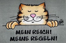 Fu&szlig;matte Uli Stein Mein Reich! Meine Regeln! Katze 50 x 75 cm grau waschbar