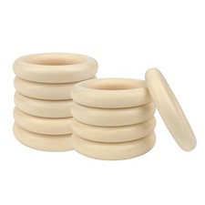 10 Pcs Natural Wooden Rings for Crafts, 70mm/2.7inch Unfinished Macrame Rings...