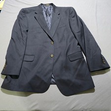 Stafford Men's Navy Wool Blend Blazer 46L sport coat suit jacket 2 button preppy