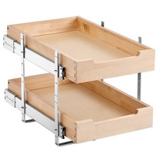 2 Tier Pull Out Cabinet Organizer, 14"W x 21"D Soft Close Drawer